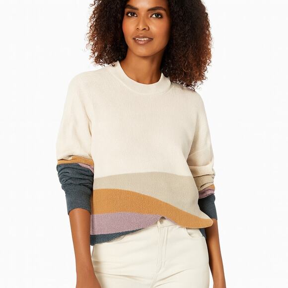 PRANA Organic Cotton Tencel Colorblock Desert Road Sweater Small Sustainable - Picture 1 of 7